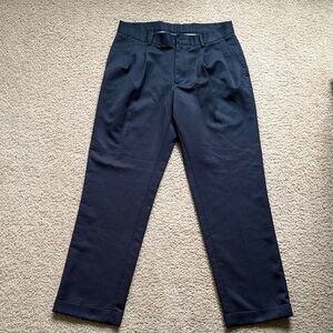 Men's Navy Smart-Casual Pleated Trousers/Dress Pants